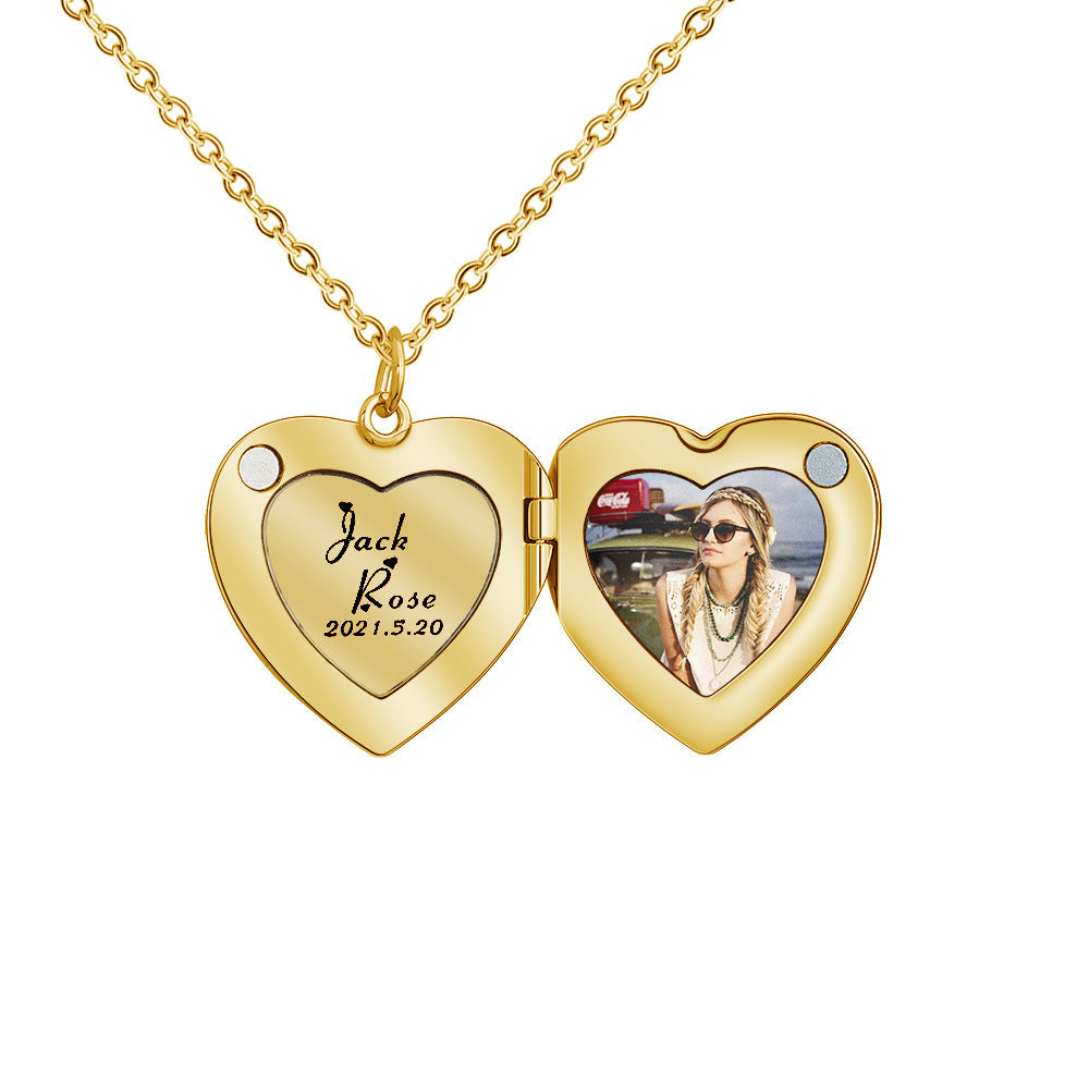 Heart Shape Urn Titanium Steel Family Memorial Necklaces