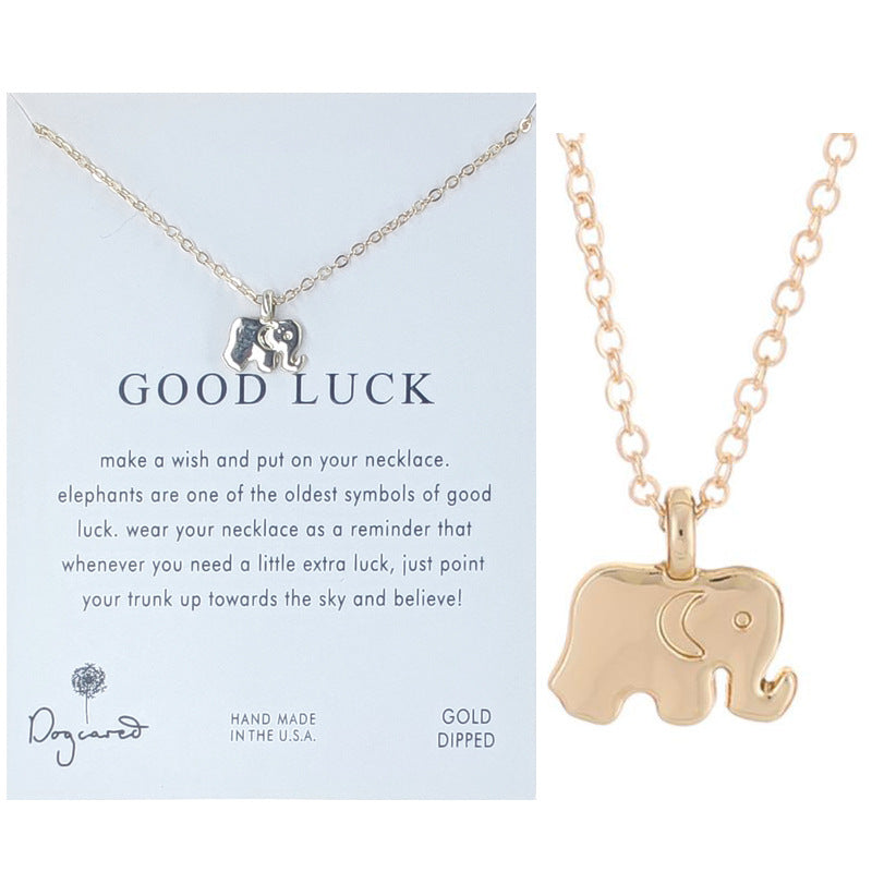 Elephant Clavicle Chain Creative Card Color Necklaces