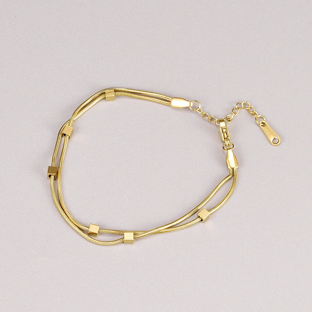 Women's Three-dimensional Small Square Snake Bone Gold-plated Bracelets