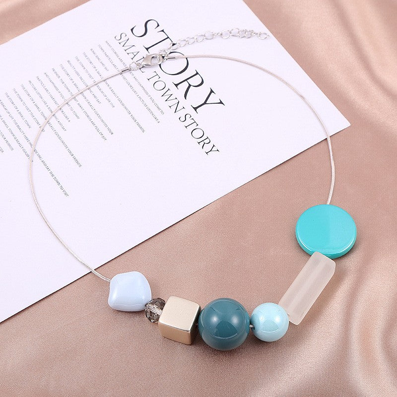 Women's Geometric Beaded Light Luxury Fashion Simple Clavicle Necklaces