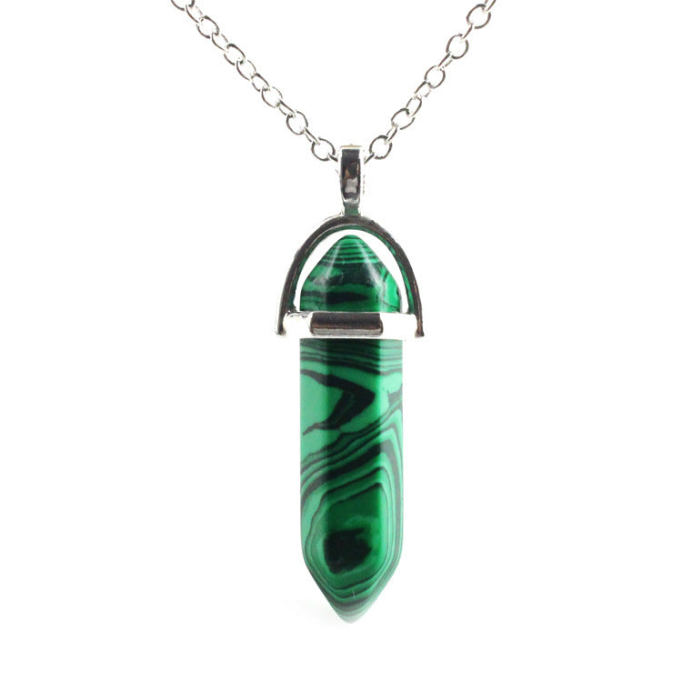 Natural Stone Crystal Hexagon Prism Agate Necklaces