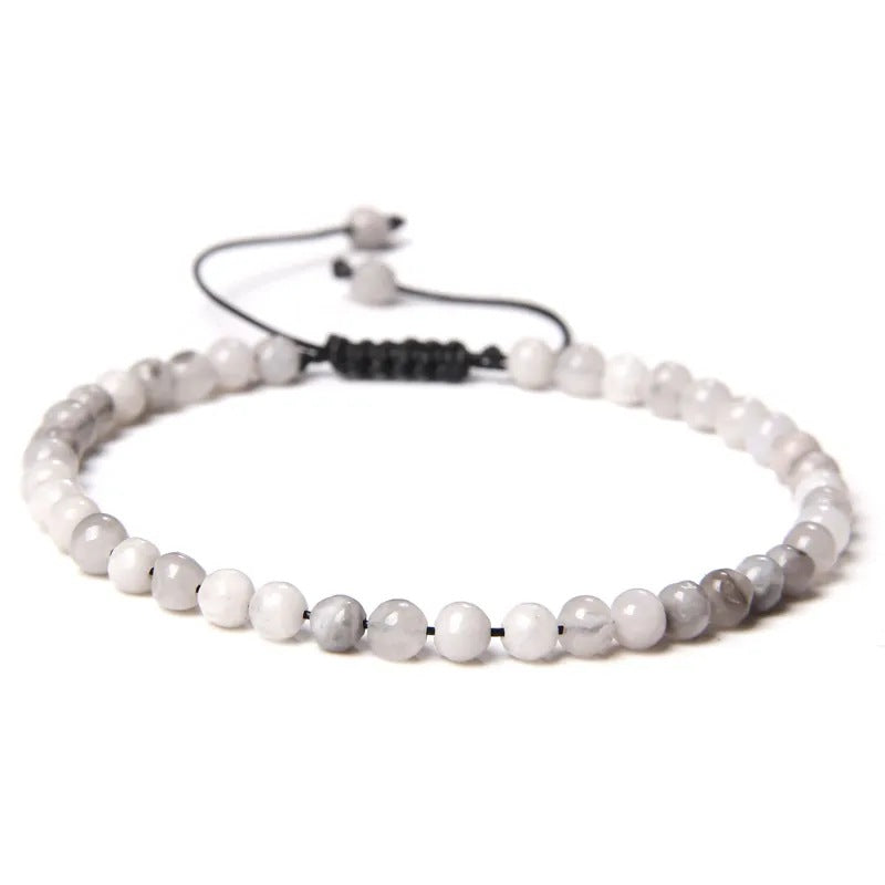 Agate Stone Braided Adjustable Gemstone Beads Bracelet