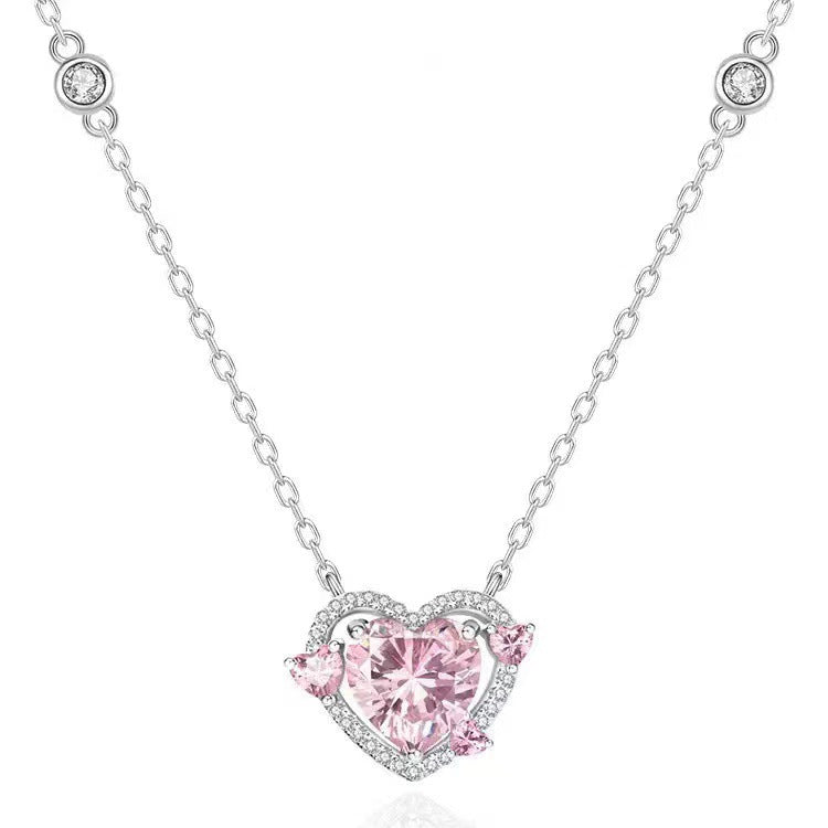 Women's Honor Coffee Guardian Hearts Pink Diamond Necklace