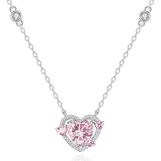Women's Honor Coffee Guardian Hearts Pink Diamond Necklace