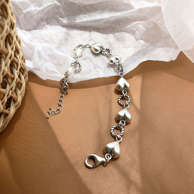 Women's Three-dimensional Heart-shaped Korean Style Couple Cold Tassel Bracelets