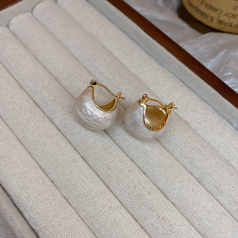 Gold Electroplating Dripping Oil Bean Geometry Clip Sweet Temperamental Trendy Ear Buckle