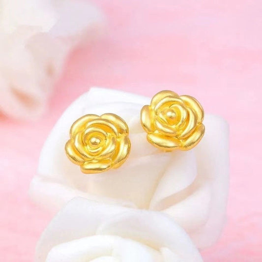 Women's Vietnam Placer Gold Rose Imitation Flower Love Rings