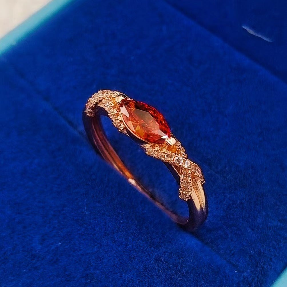 Live Ruby Horse Eye Diamond Female Minority Fashion Zircon Opening Ring