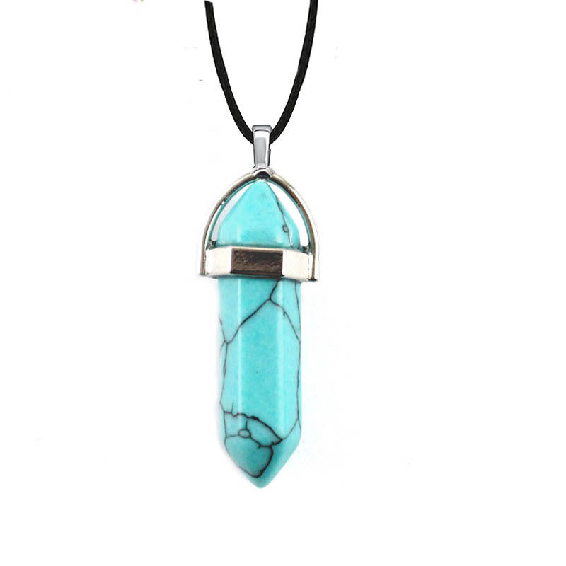 Natural Crystal Hexagon Prism Double Pointed Necklaces