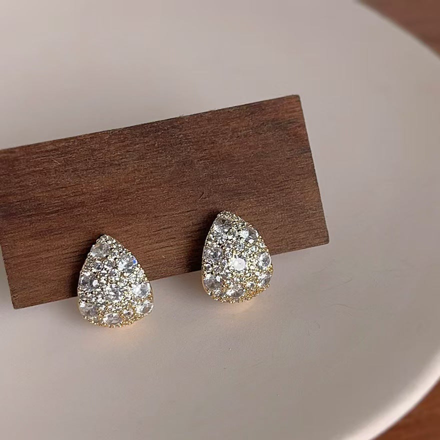 Women's Delicate Super Shining Gold Zircon Drop Shape For Personalized Minority Rings