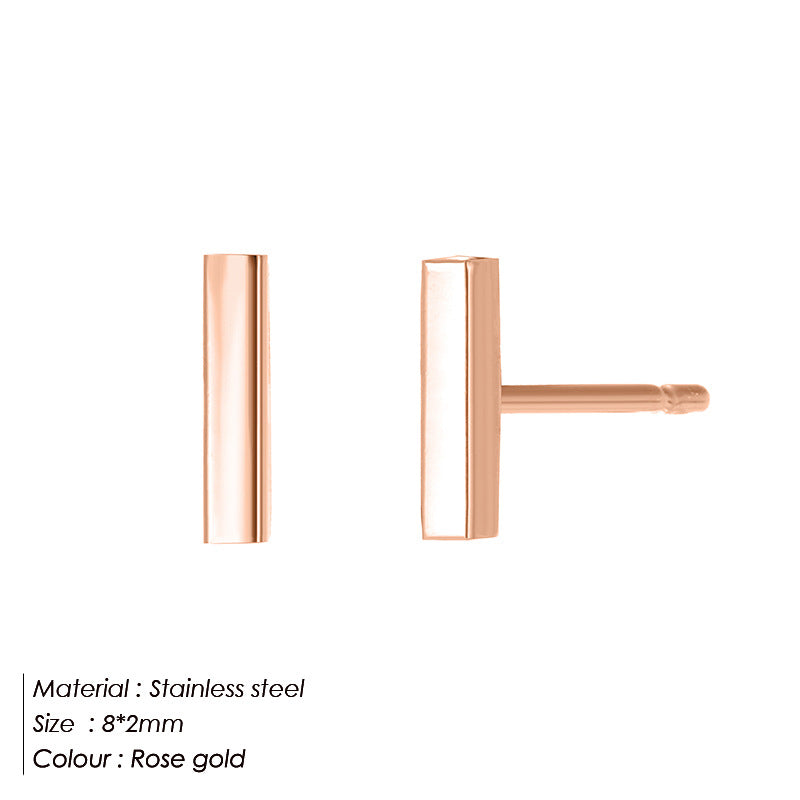 Stainless Steel Simple Punk Geometric Titanium Horizontal Stud Earrings