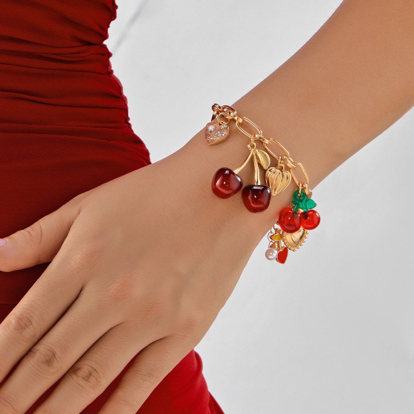 Durable Women's Cherry Niche Design Heart Bracelets