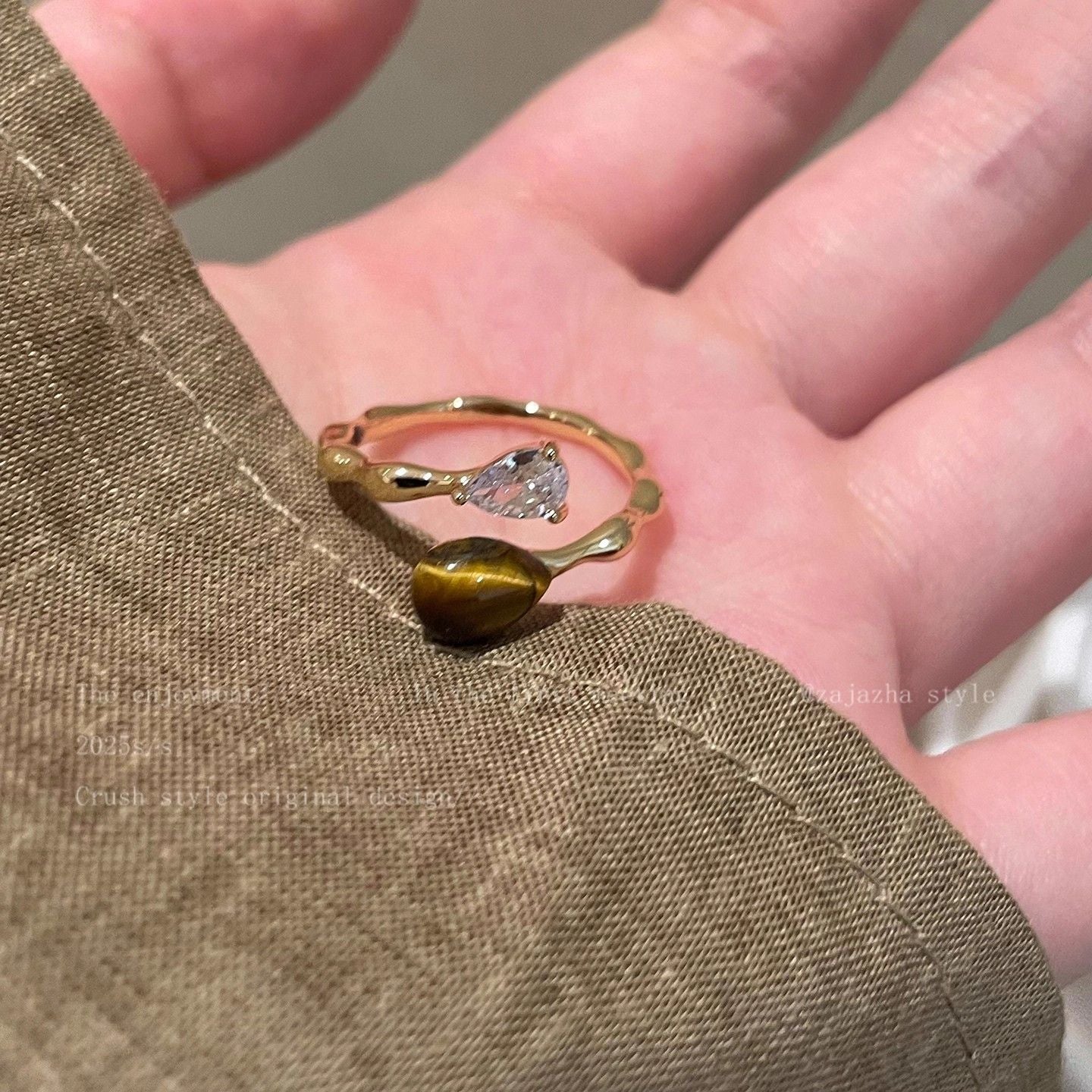 Zircon Simple Female Opening Adjustable Index Finger Light Luxury Rings