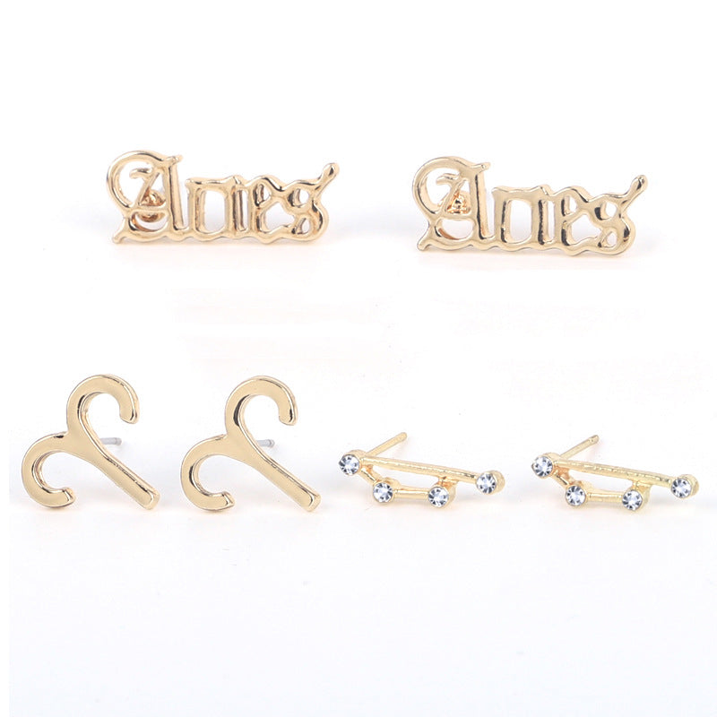 Twee Constellation Symbol Diamond Retro Alphabet Rings