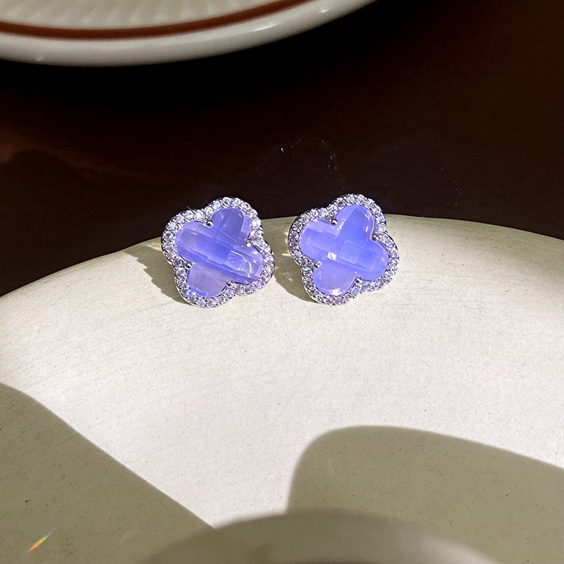Women's Style Four-leaf Flower Crystal Light Luxury High-grade Refined Stylish Versatile Rings