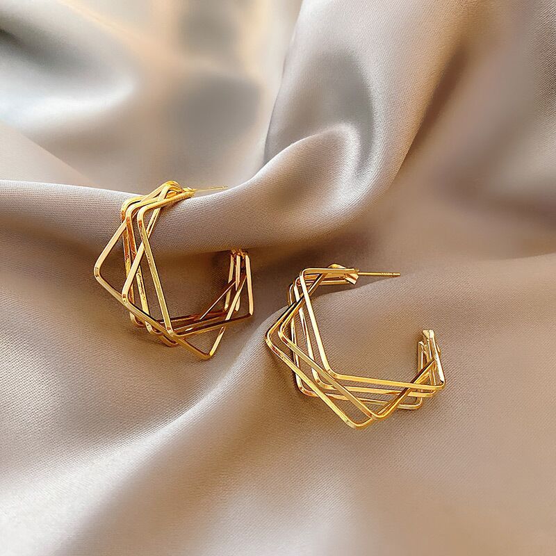 Sier Pin Simple Geometric Square Temperament Rings