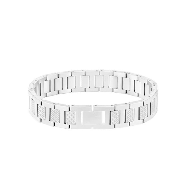 Durable Men's Adjustable Stainless Steel Crocodile Bracelet