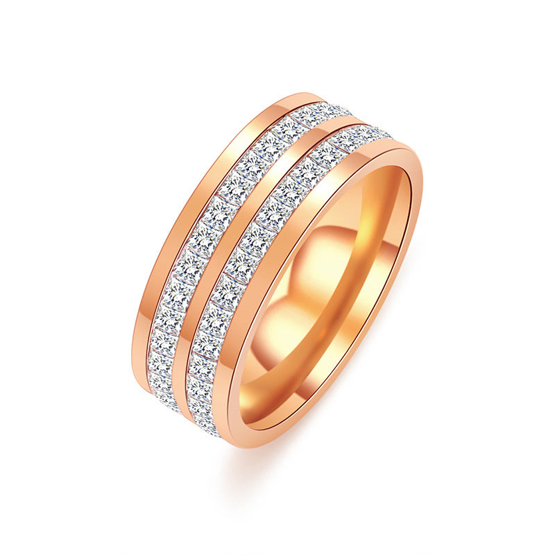 Design Single Row Square Diamond Female Light Luxury Rings