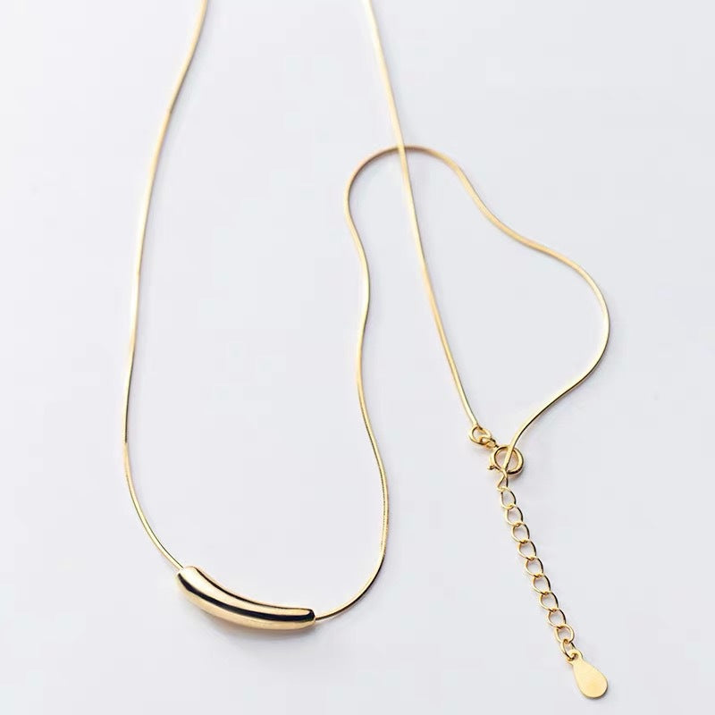 Titanium Steel Simple Cold Style Gold Eggplant Design Necklace