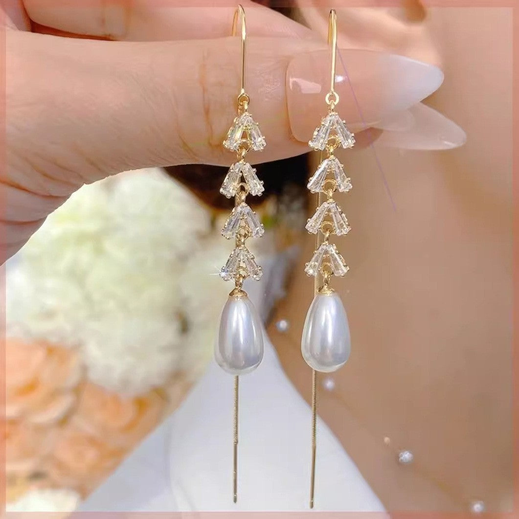 Women's Tassel Fashionable Simple Snowflake Leaves Slim Ear Line