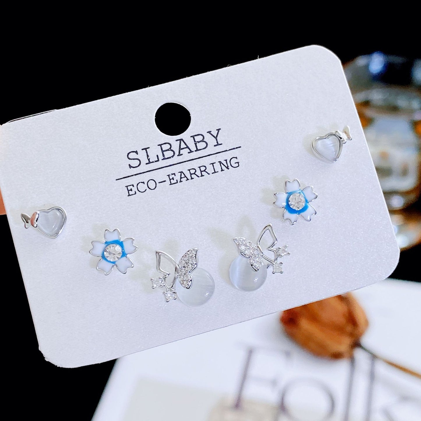 Women's Needle Simple Series Three Pairs Storage Ear Rings
