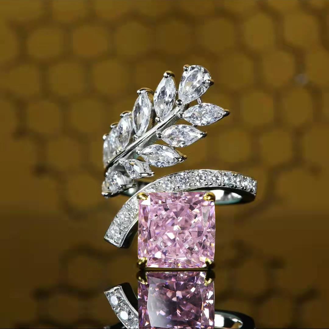 Women's Fashion Personalized Yellow Diamond Index Finger Ice Flower Rings