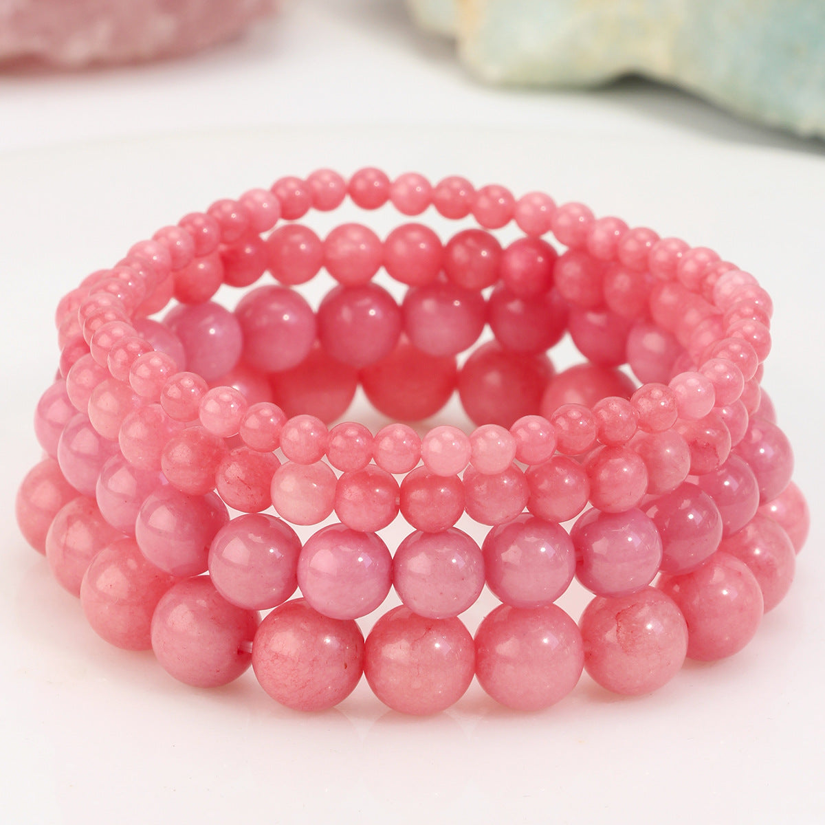Women's & Men's Handmade Natural Stone Beaded For Twin Tourmaline Bracelet