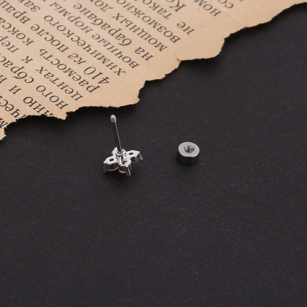 Inlaid Zirconium Niche High-grade Versatile Full Diamond Titanium Stud Earrings