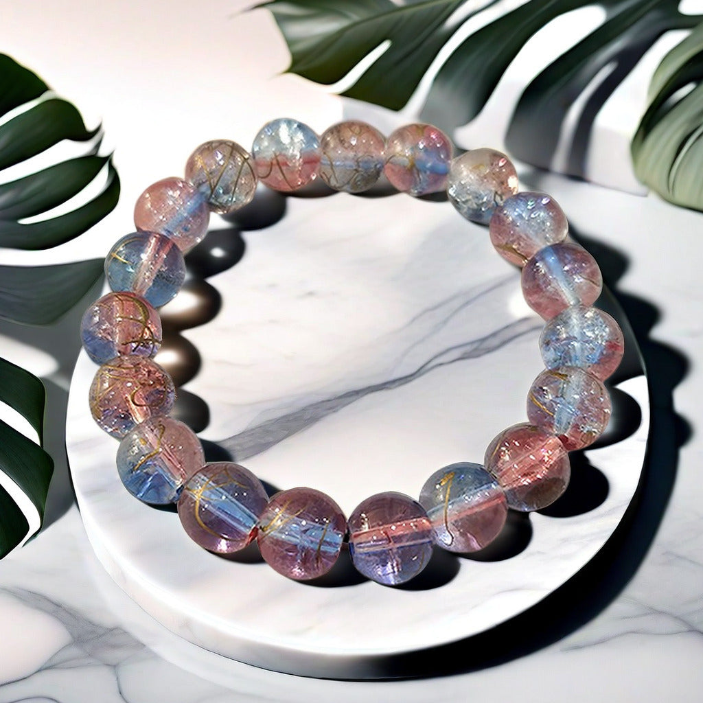 Purple Brushed Floral Beads Female Hand Toy Bracelet