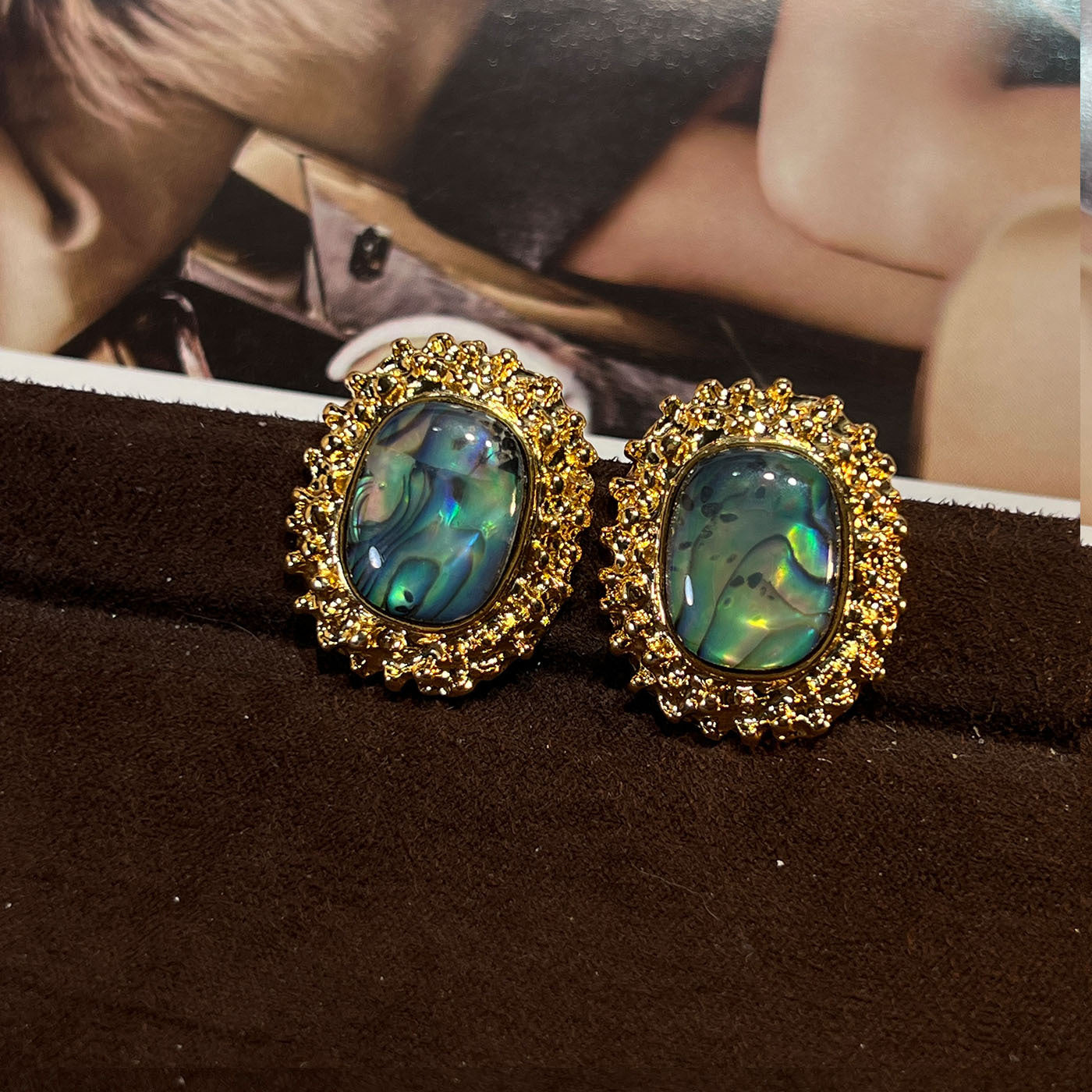 Women's Abalone Shell Series Gold Plated Environmental Protection Fashion French High-grade Earrings