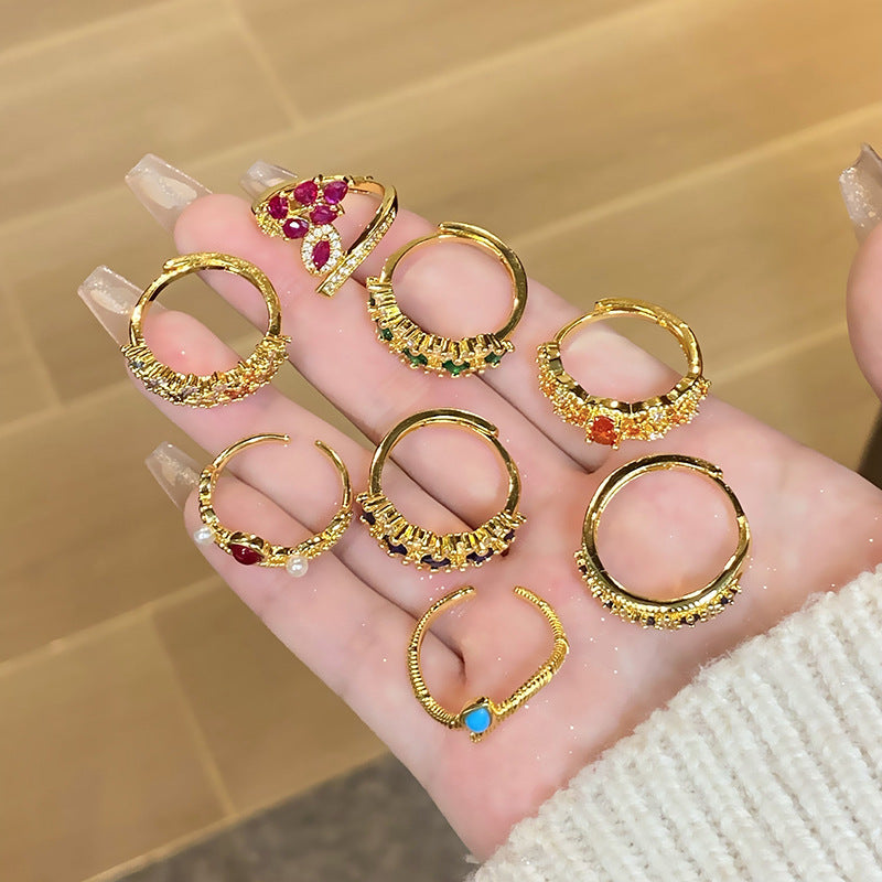 Retro Affordable Luxury Western Region Lace Hollow Out Rings