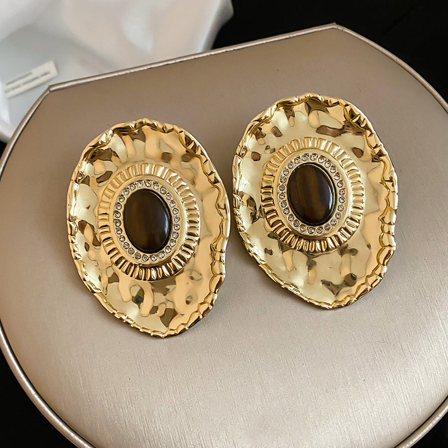 Women's Needle Round Curved Geometric Ear Retro Personalized Temperamental Light Luxury Earrings
