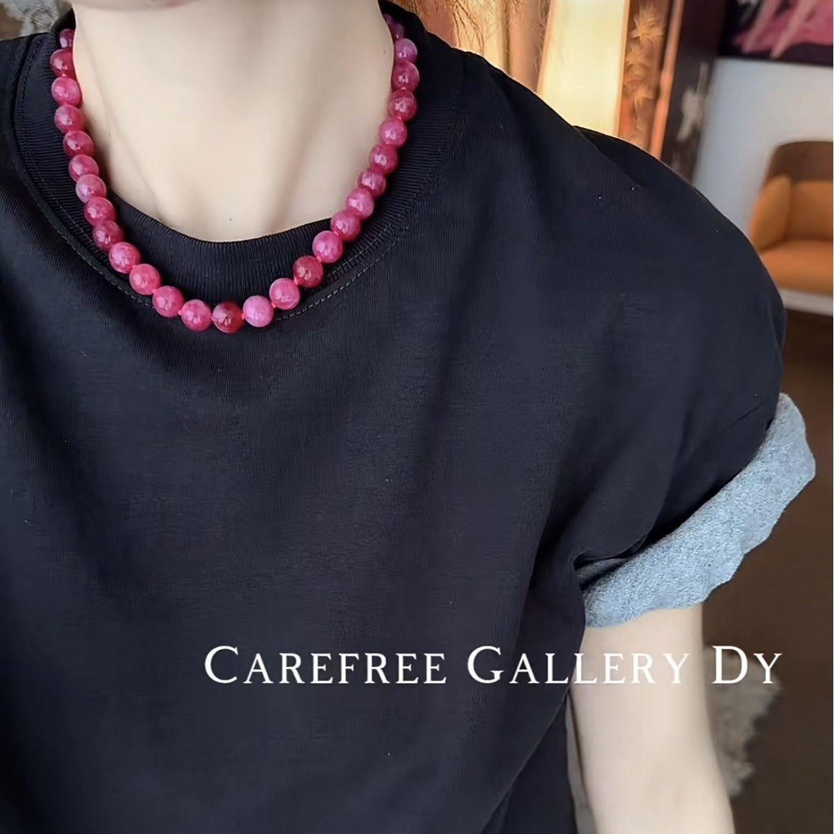 High-grade Exquisite Stone Pink Cute Beaded Light Necklaces