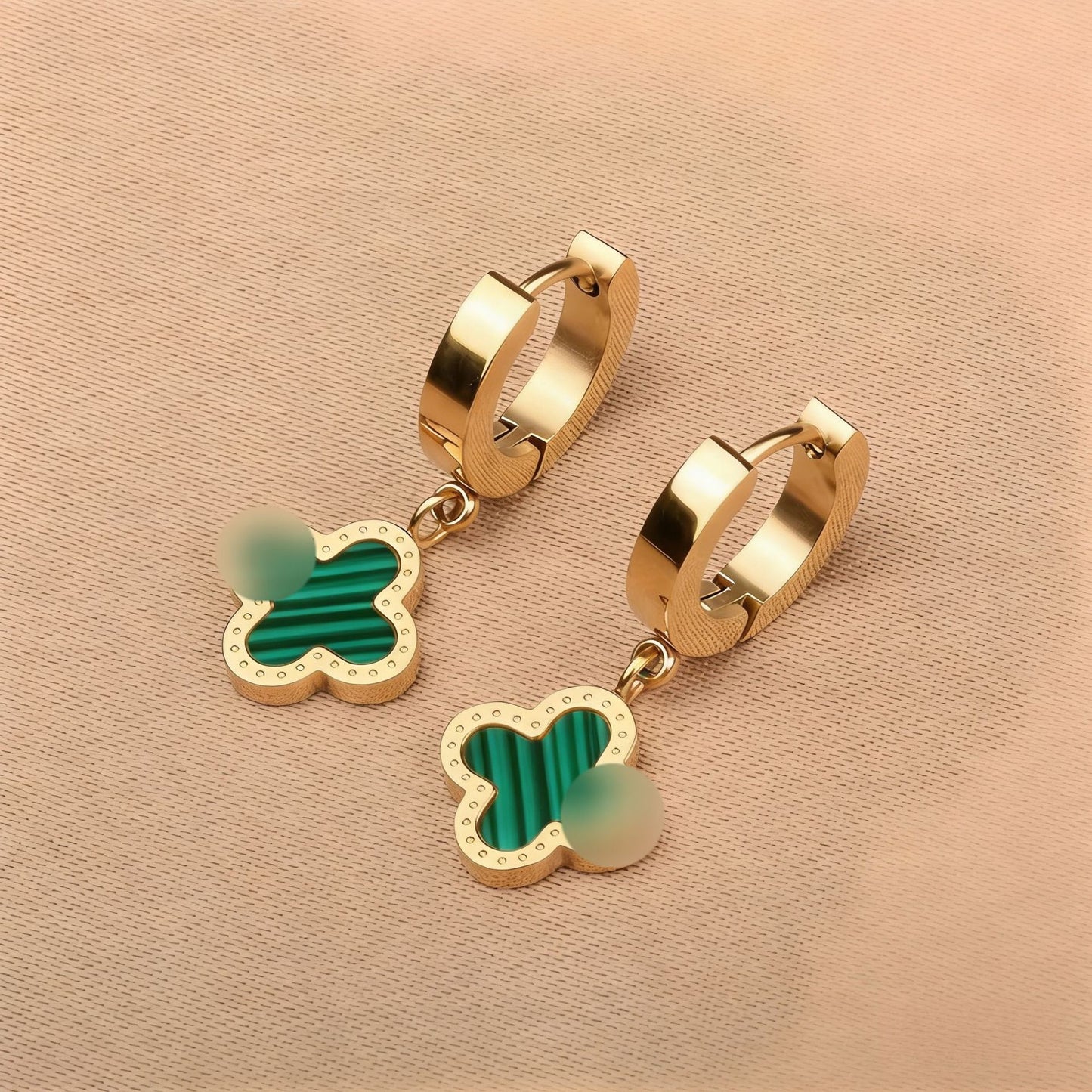 Lucky Four-leaf Clover Titanium Steel Gold Plating Fashion Earrings