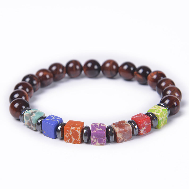 Colorful Stone Handmade Elastic String Natural Tiger Bracelets