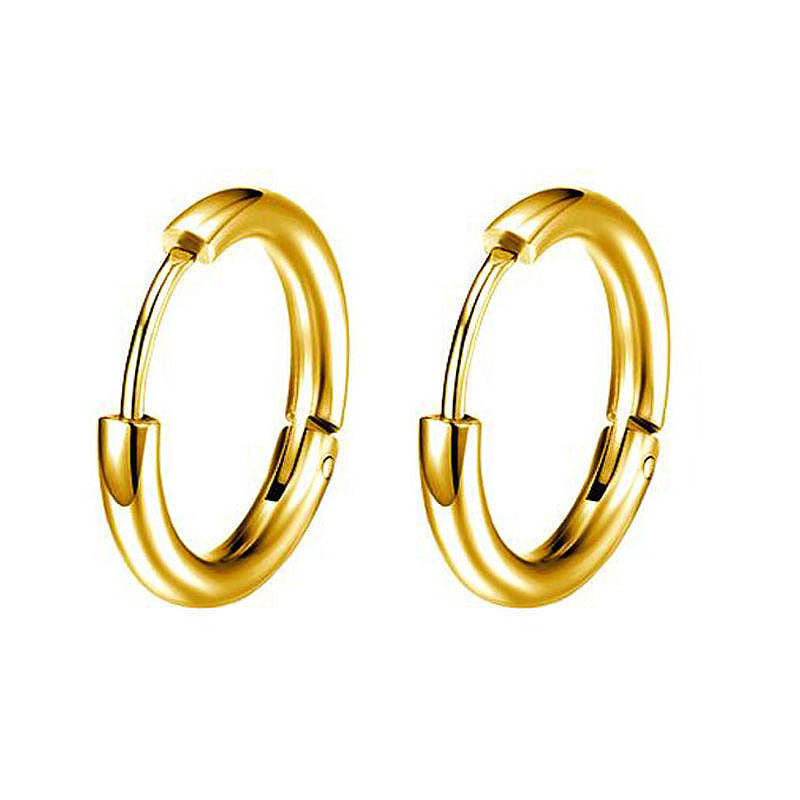 Fashion Titanium Steel Thick Type Fine Coil Boys Circle Stainless Ear Buckle