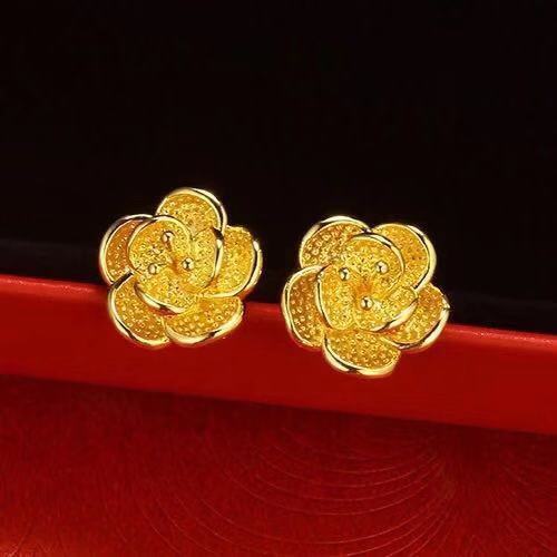 Women's Vietnam Placer Gold Rose Imitation Flower Love Rings