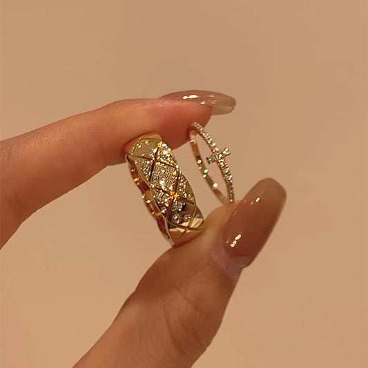 Wide Classic Style Light Luxury Temperament Full Ring
