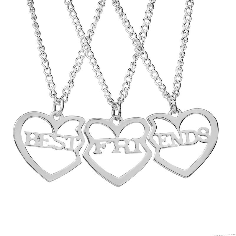 Friend Metal Stitching Love Peach Heart Necklace