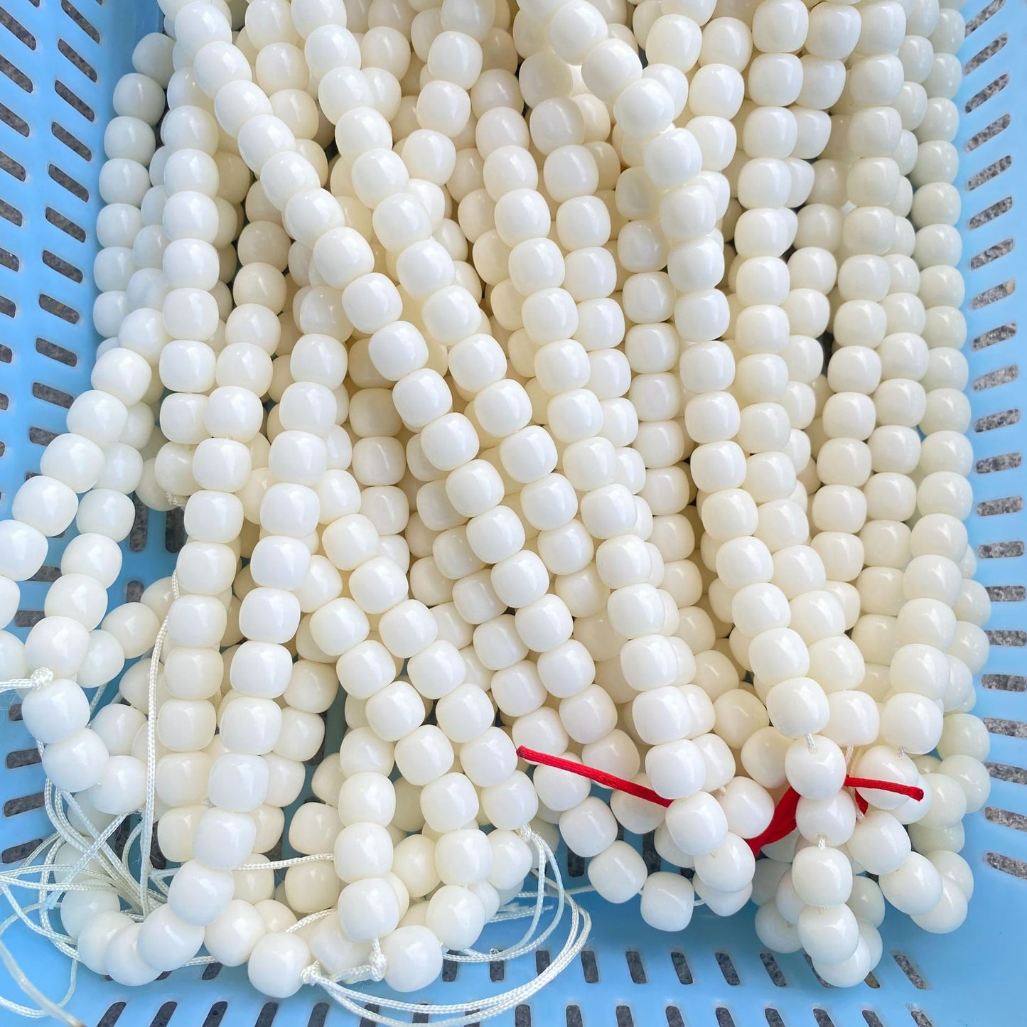 Women's & Men's White Jade Bodhi Corypha Old Barrel Beads Seed Buddha Crafts Bracelet