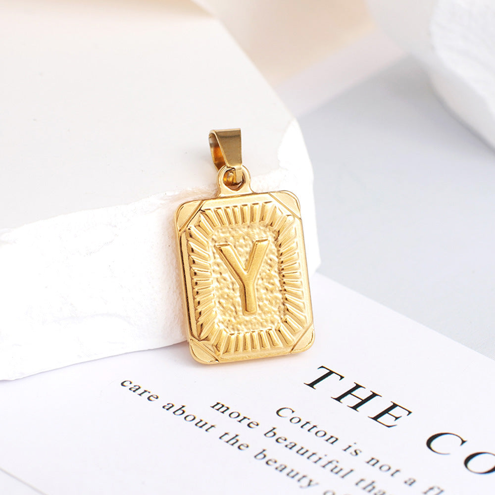 Gold English Letter Tag Simple Sweater Pendants