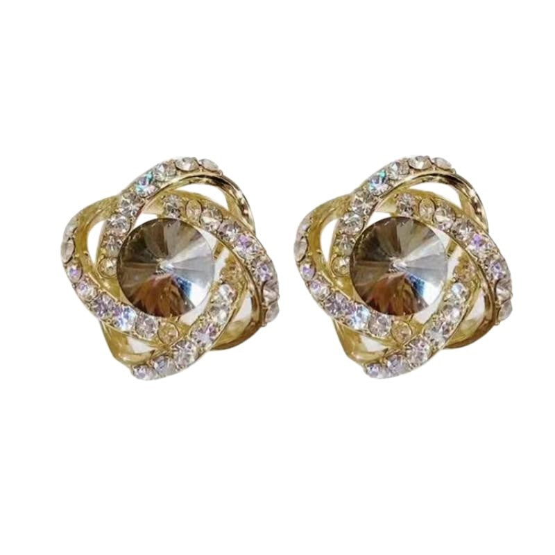 Flower Zircon Classic Style Temperament Ear Clip High Sense Fashion Earrings