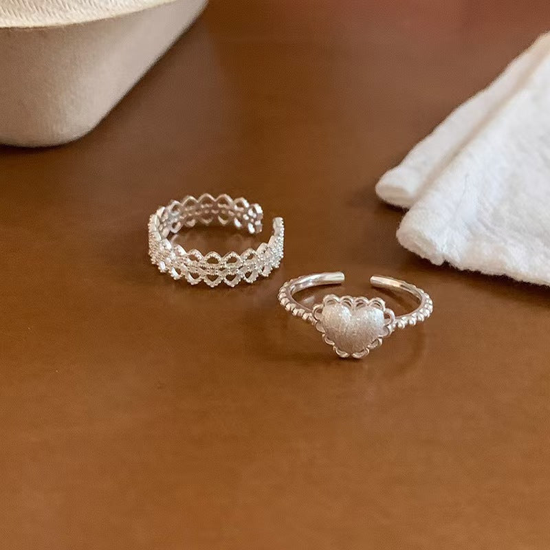 Love Heart-shaped Niche Personality High-grade Hollow Index Finger Temperament Wild Ring