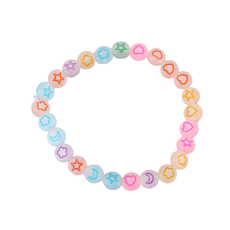 Children's Luminous Cartoon Pattern Beaded Female Round Bracelets