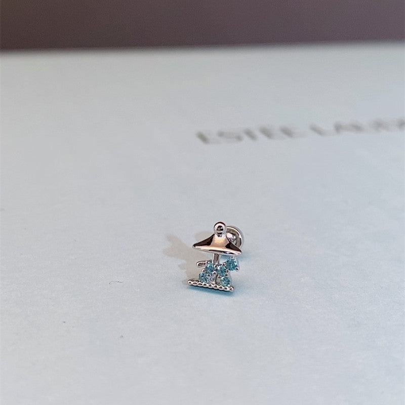 Women's Pa Green Zirconium Umbilicaria Bone Nail Collection Zircon Four-leaf Flower Stud Earrings