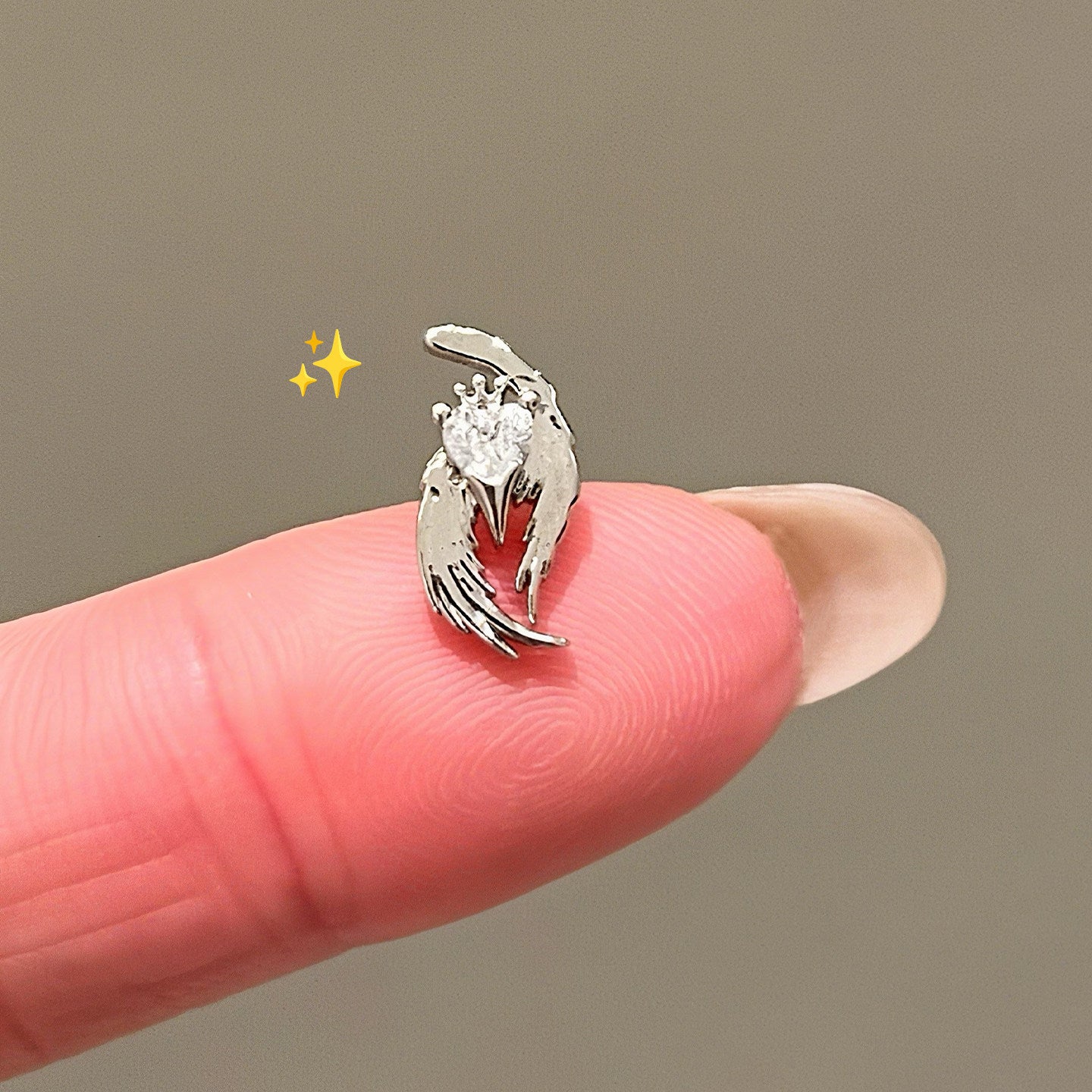 Wings Flash Zircon Ear Bone Medical Titanium Steel Female High Stud Earrings