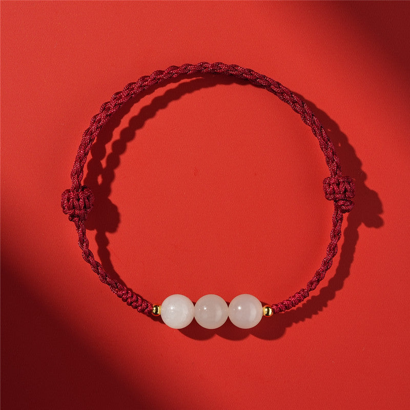 Life Red Rope Woven Cinnabar Jade Ethnic Style Advanced Bracelets