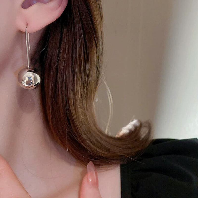 Women's Beads Ear Hook Minority Design Metal Earrings