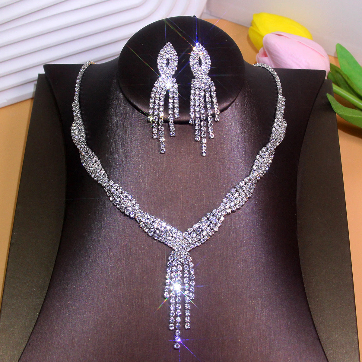 Claw Chain Rhinestone Bridal Eardrop Banquet Necklaces