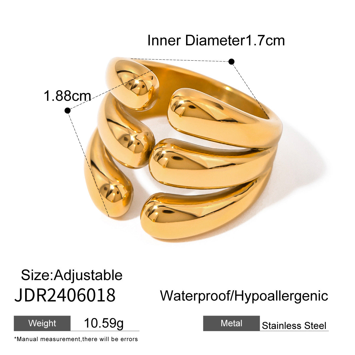 Ding Stainless Steel Gold Plated Ornament High-grade Rings